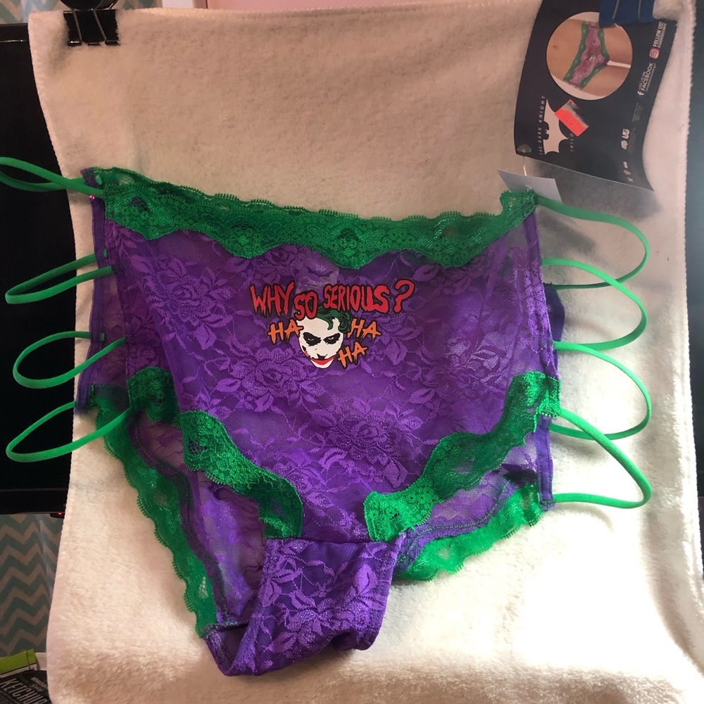 The Dark Knight Joker purple and green lace side straps hipsters panty